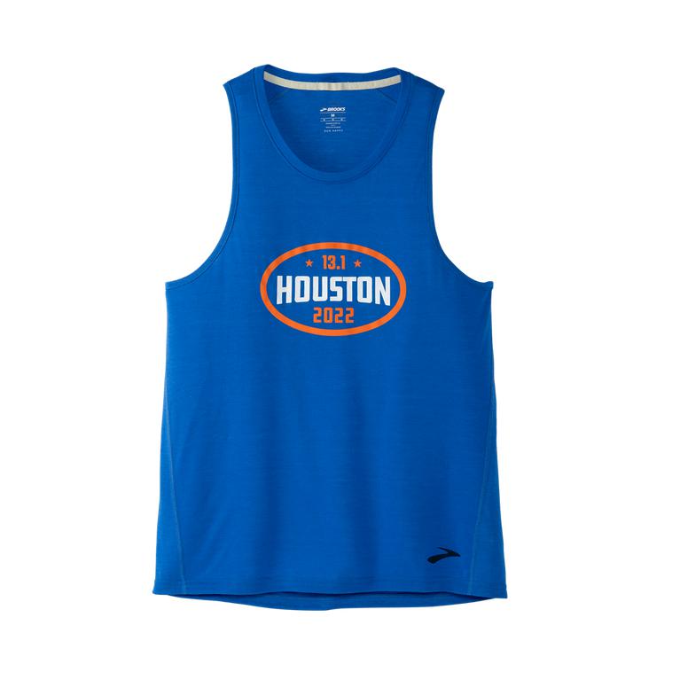 Brooks Men's HOUSTON22 DISTANCE GRPHIC Running Tank Top - Heather Bluetiful/13.1 Houston - Canada (W